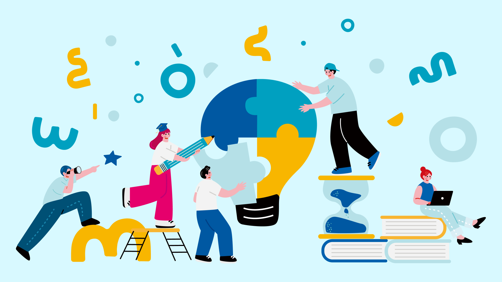 チームで課題に取り組む様子をイメージしたイラスト