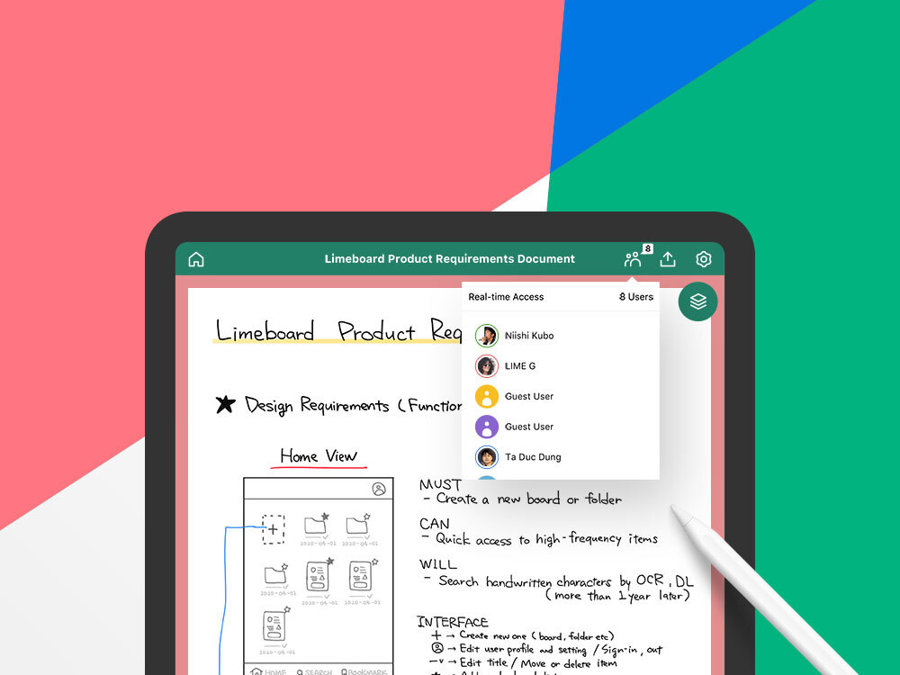 合同会社ウーブ Apple PencilによるiPad手書きコラボアプリ「Limeboard」プロダクト開発