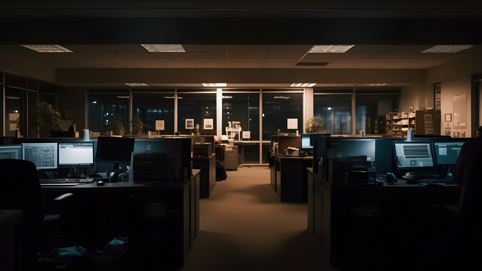 静かな夜のデスク風景